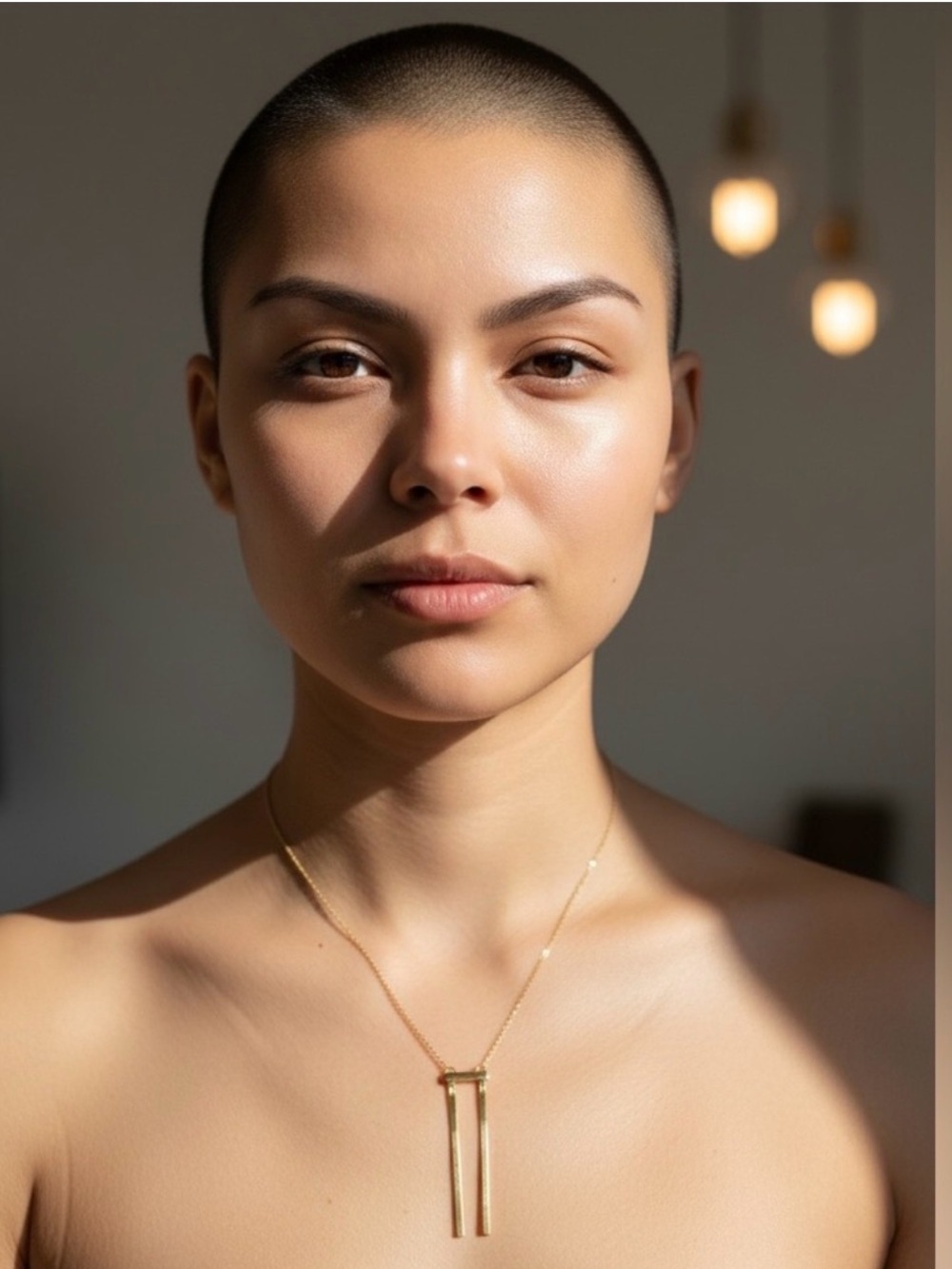 Double Bar Gold Pendant Necklace for Women